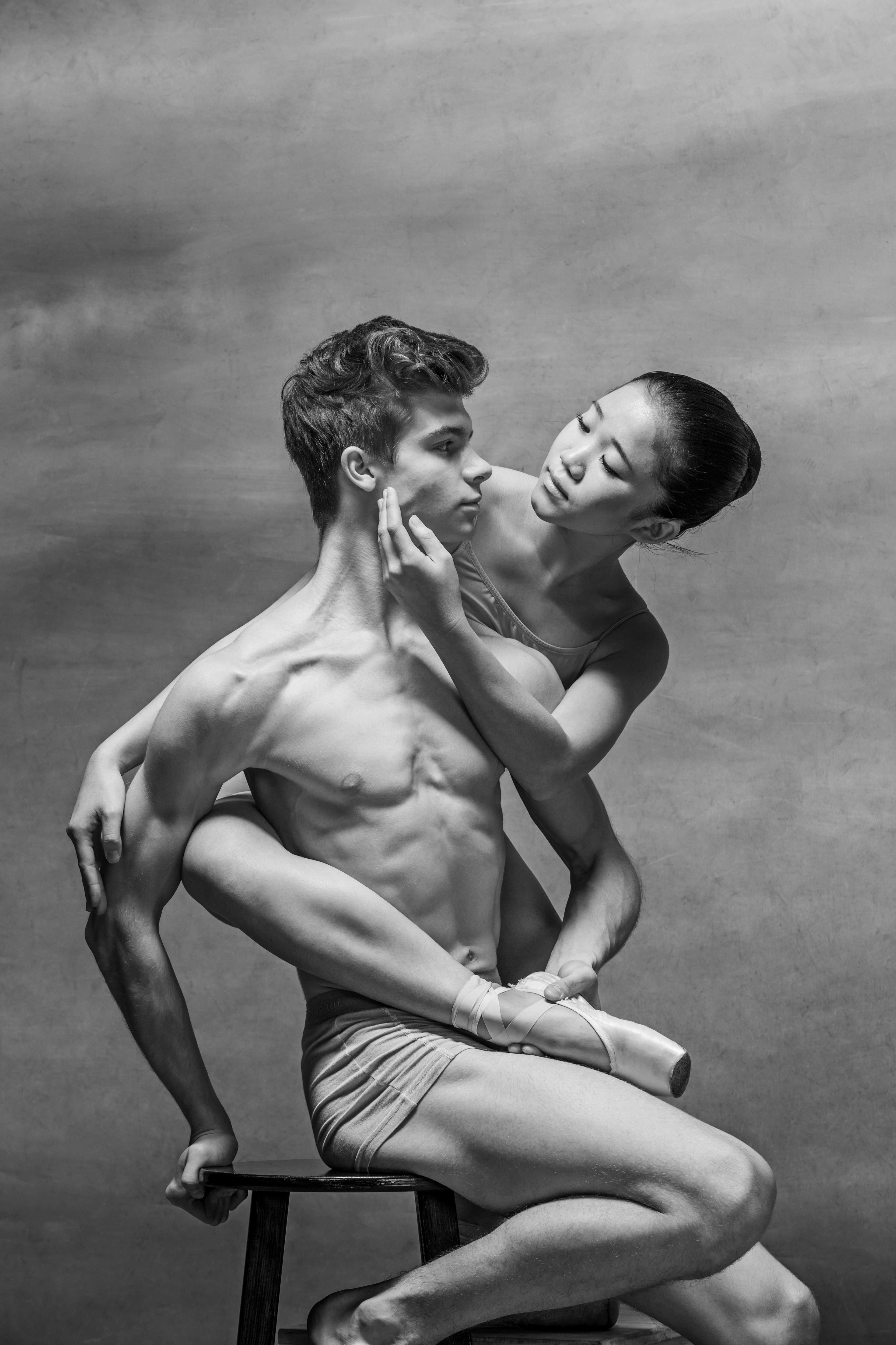 Ballet partners in intimate pose
