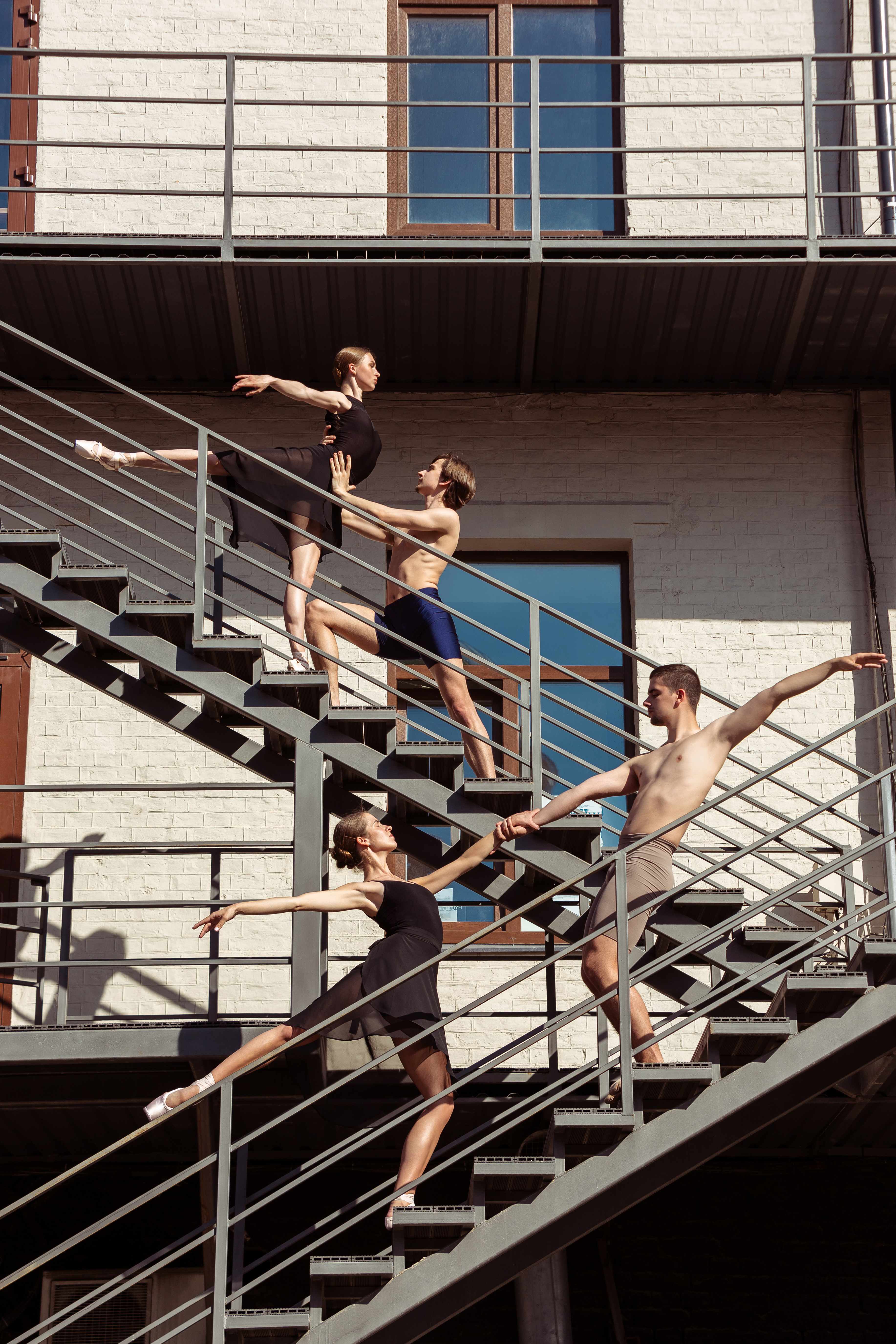 Dancers on stairs